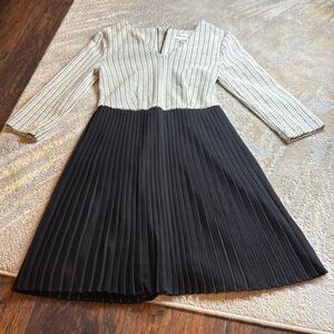 Ganni for Anthropologie Black and Beige Dress Pleated size S EUC made in Turkey